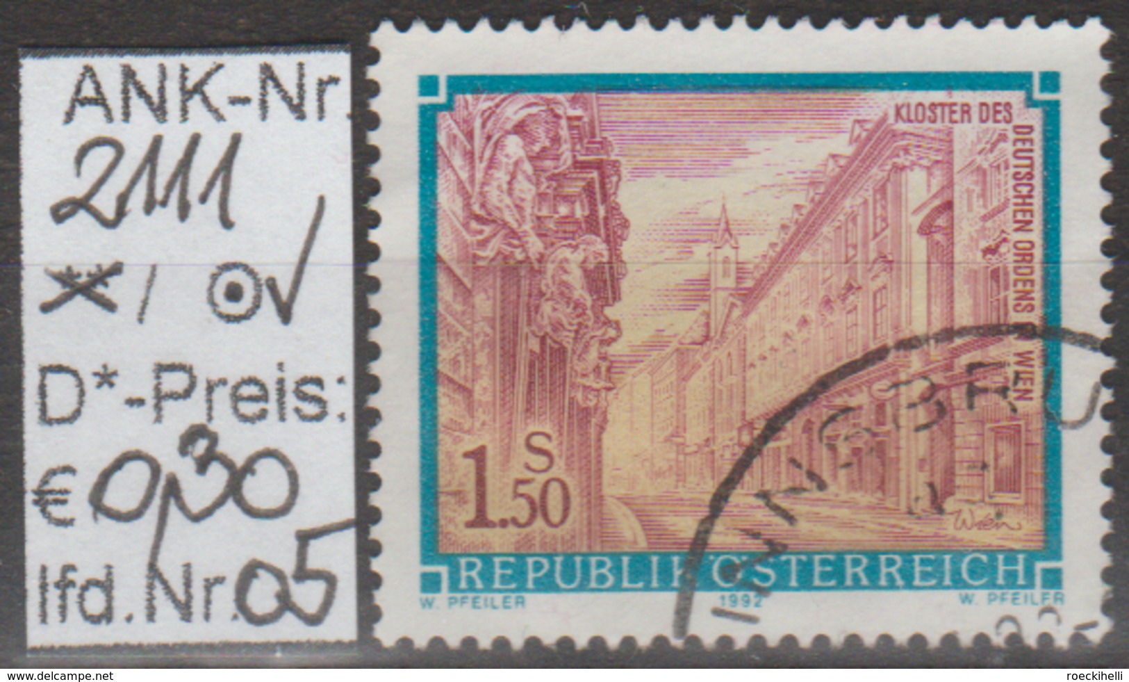 23.10.1992 -  Freim.-Erg.Wert  "Stifte U. Klöster In Ö" -  O  Gestempelt  -  Siehe Scan  (2111o 01-12 ) - Gebruikt