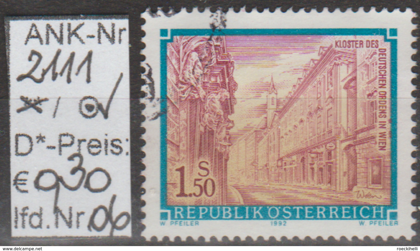 23.10.1992 -  Freim.-Erg.Wert  "Stifte u. Klöster in Ö" -  o  gestempelt  -  siehe Scan  (2111o 01-12 )