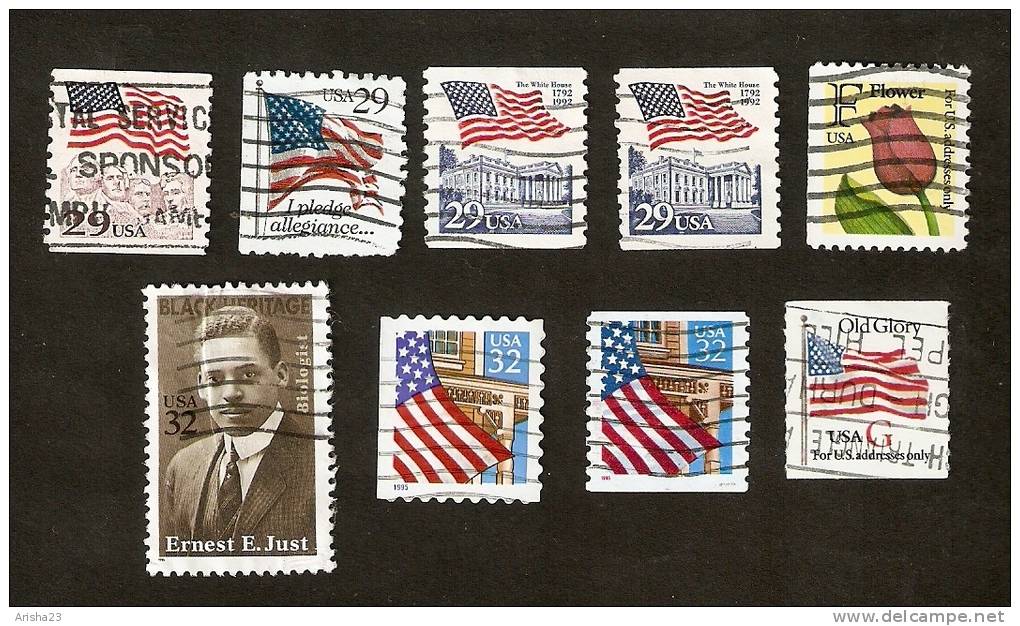 OS.16-1. United States, USA, LOT Set Of 9 - 1991 1992 Flag Over White House 1994 Old Glory, Red G 1995 1996 Etc. - Collections