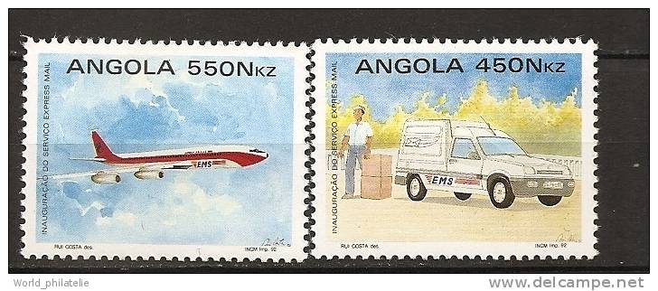 Angola 1992 N° 882 / 3 ** Service Postal Express, Automobile, Voiture Postale, EMS, Utilitaire, Avion - Angola