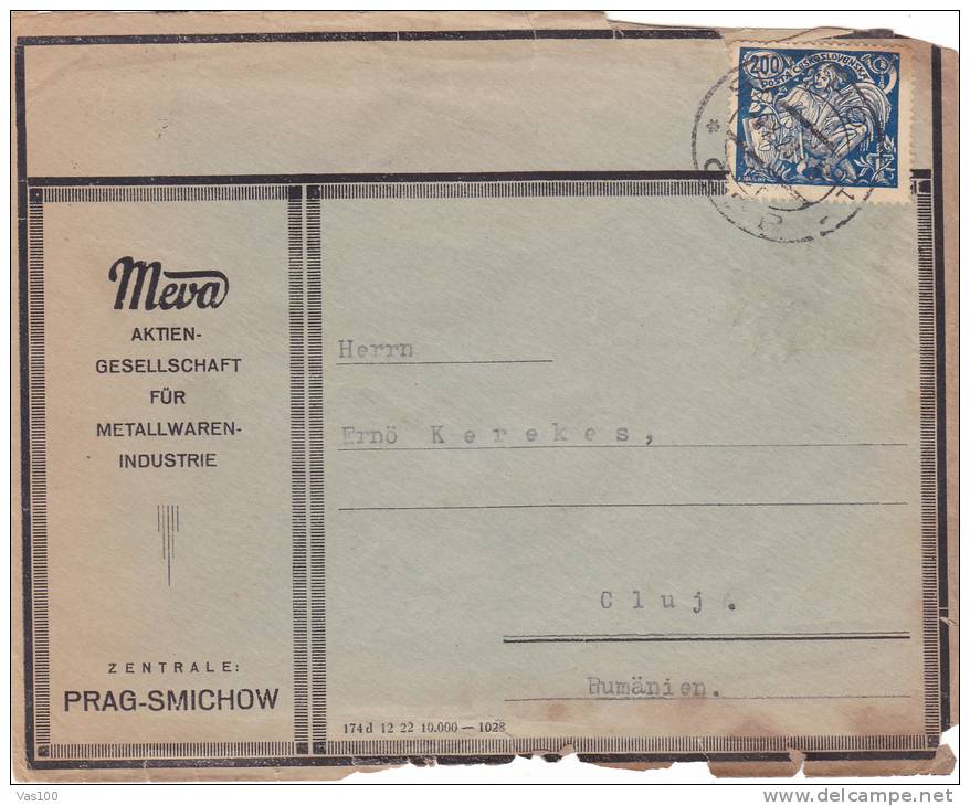 Perforés,Perfin,Perfins 1923 Cover MEVA METALLWAREN INDUSTRIE,CEHIA. - Perfins