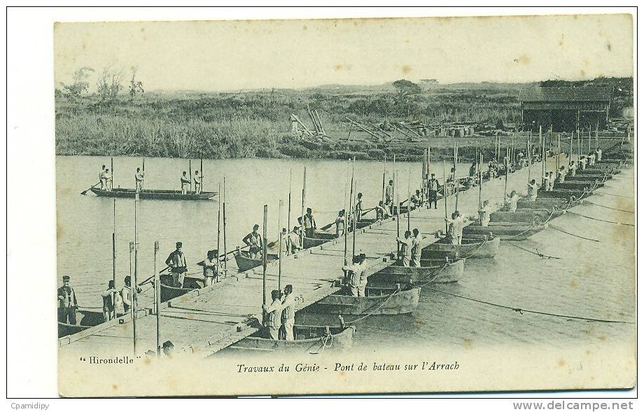 MAROC/ Travaux Du Génie, Pont De Bateau Sur L'Arrach (MILITAIRE) - Autres & Non Classés