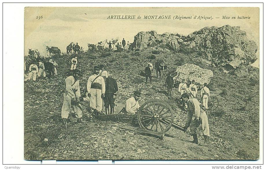 MAROC/ Artillerie De Montagne (régiment D'Afrique) Mise En Batterie (MILITAIRE) - Autres & Non Classés