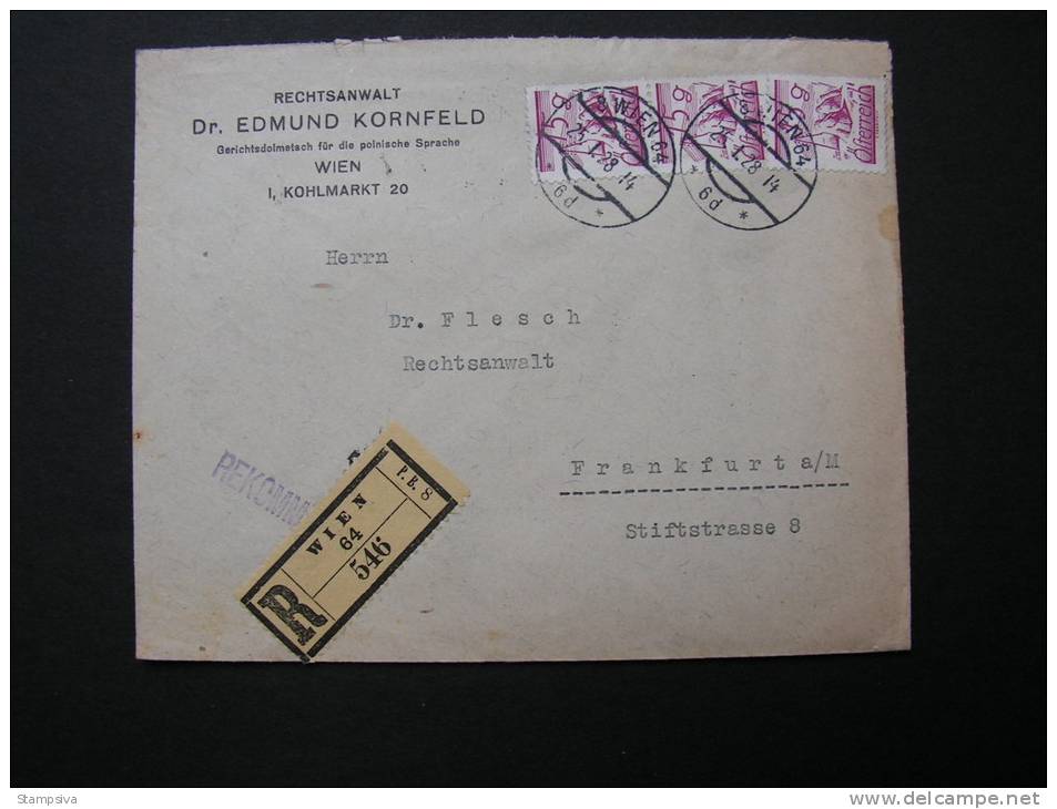 == Austria R-cv. Wien MeF  1928 - Covers & Documents