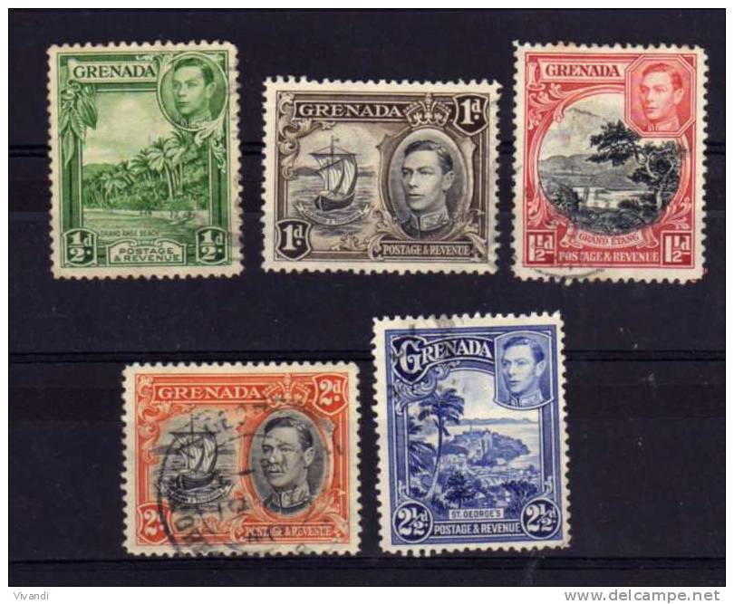 Grenada - 1938 - George VI Definitives (Perf 12&frac12;, Part Set) - Used - Grenade (...-1974)