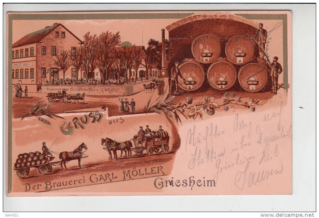 6101 GRIESHEIM, Gruss Aus Der Brauerei Carl Möller, 1903 - Lithographie - Griesheim
