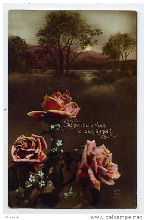 Fleurs (roses) --1921---2 Cartes (messages D'amour)--éd DIX - Autres & Non Classés