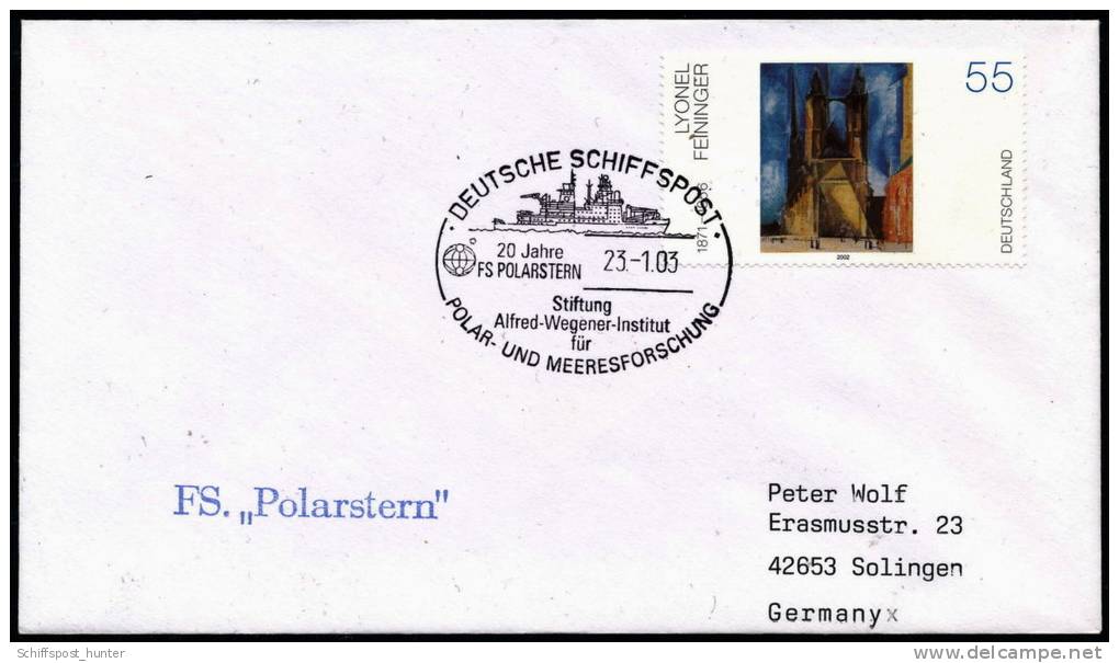 ANTARCTIC,German FS"POLARSTERN", 23.1.2003, Seltener Kunststoff-Stempel !! "20 JAHRE" - Navires & Brise-glace