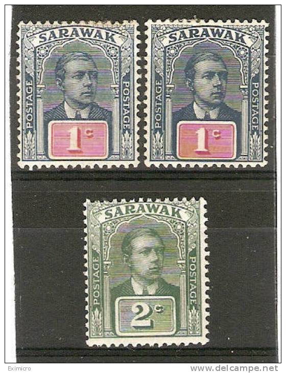 SARAWAK 1918 1c, 1c, 2c SG 50, 50a, 51 MOUNTED MINT Cat £7 - Sarawak (...-1963)