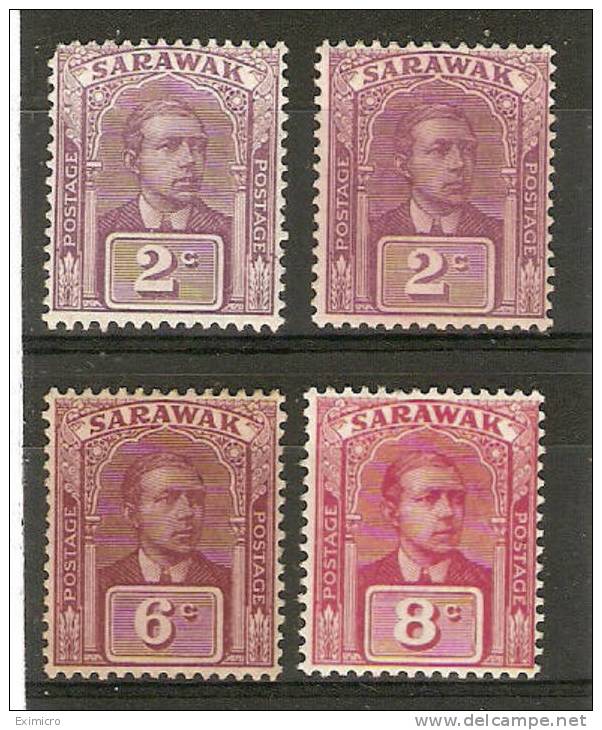 SARAWAK 1928 2c X 2 Shades, 6c, 8c SG 77 X 2, 81, 82 MOUNTED MINT Cat £9 - Sarawak (...-1963)