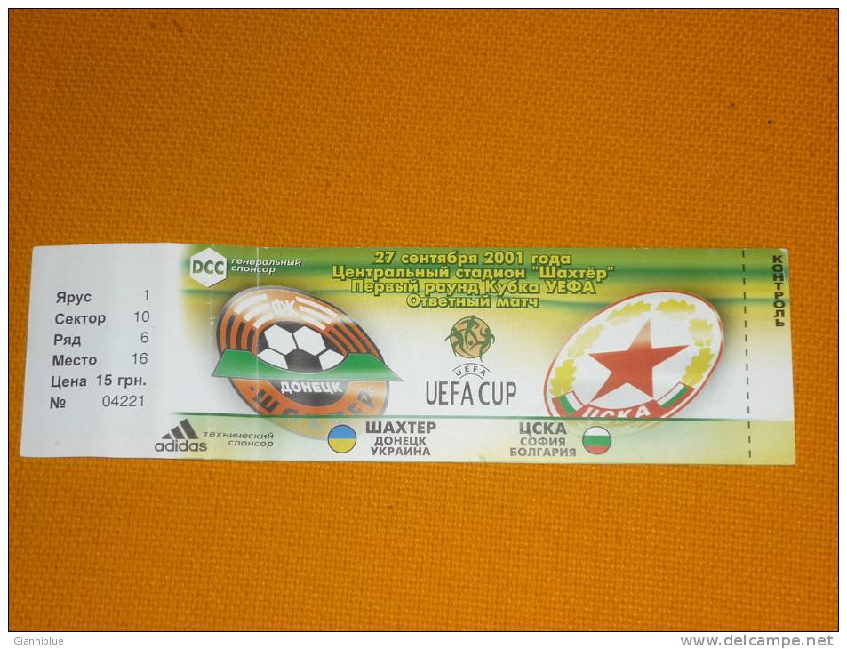 FC Shakhtar Donetsk-CSKA Sofia/Football/UEFA Cup Match Ticket - Eintrittskarten