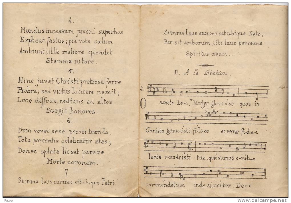 PARTITION ANCIENNE CHANT GREGORIEN  / NOMBREUX COUPLETS EN LATIN /FETE DE ST LEON /  CACHET MAITRISE DE LA CATHEDRALE - Chant Chorale