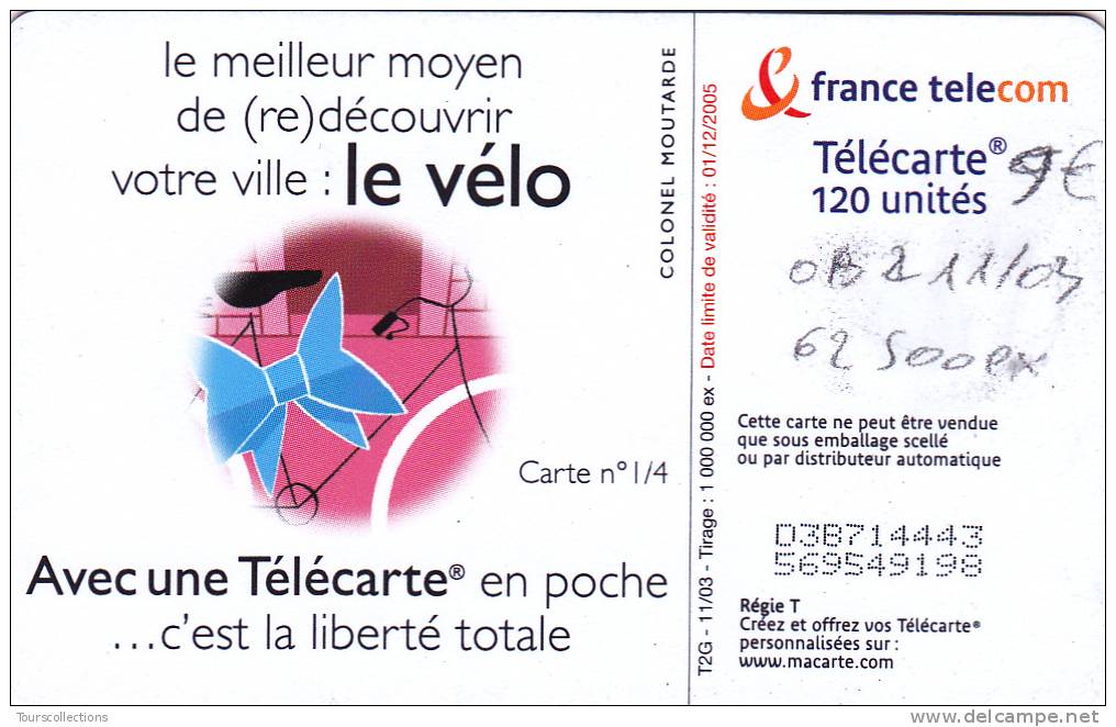 TELECARTE 120 U @ F1303A @ LES VELOS 1 - 62 500 Ex @ OB2 - 11/2003 - 2003