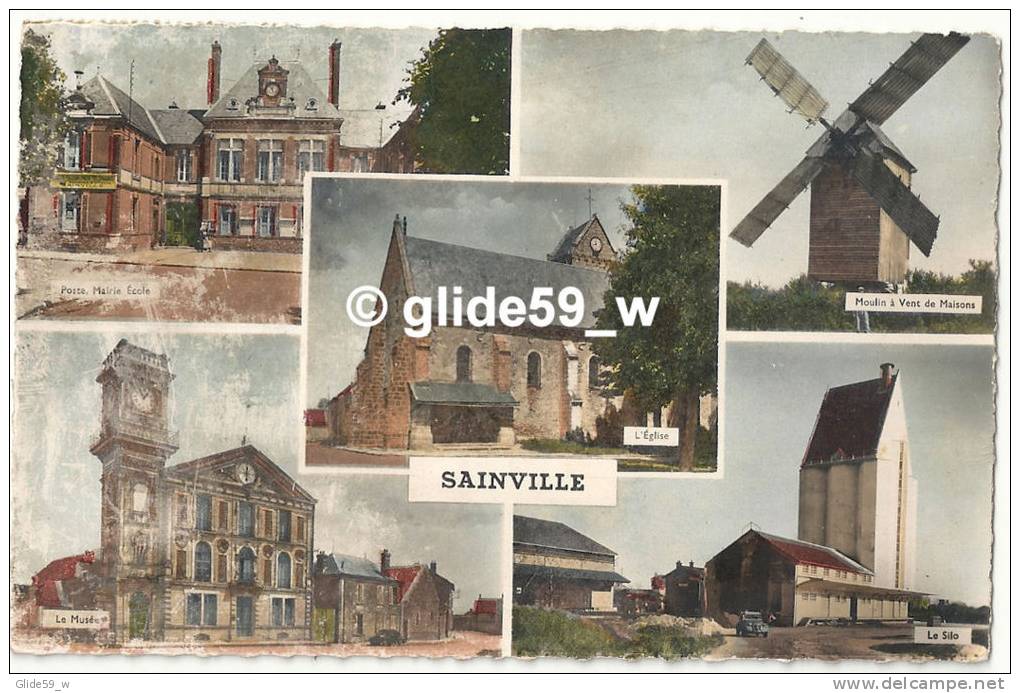 SAINVILLE - Multi-vues - Poste - Mairie - Ecole - Moulin à Vent De Maisons - L'Eglise - Le Musée - Le Silo - N° 7673 - Autres & Non Classés