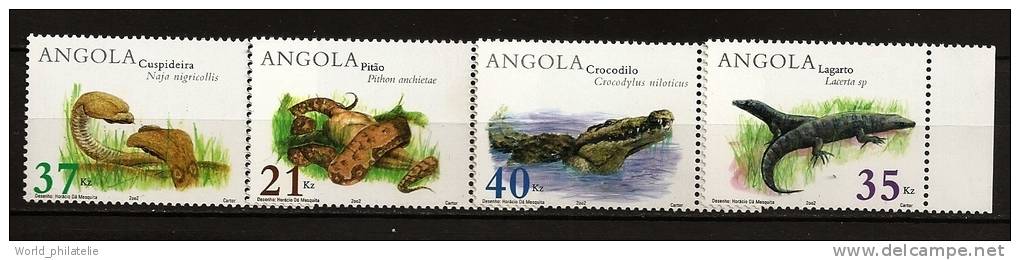 Angola 2002 N° 1529 / 32 ** Faune, Animaux, Reptiles, Serpents, Pithon Anchietae, Lacerta, Naja Nigricollis, Crocodile - Angola