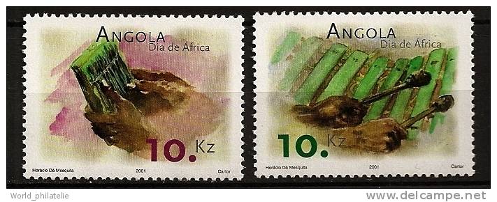 Angola 2001 N° 1505 / 6 ** Journée De L'Afrique, Instruments De Musique, Mains, Xylophone, Sanza, Balafon - Angola