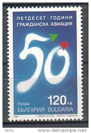 BULGARIA \ BULGARIE ~ 1997 - 50 Ans De L´Aviation Civil - 1v** - Neufs