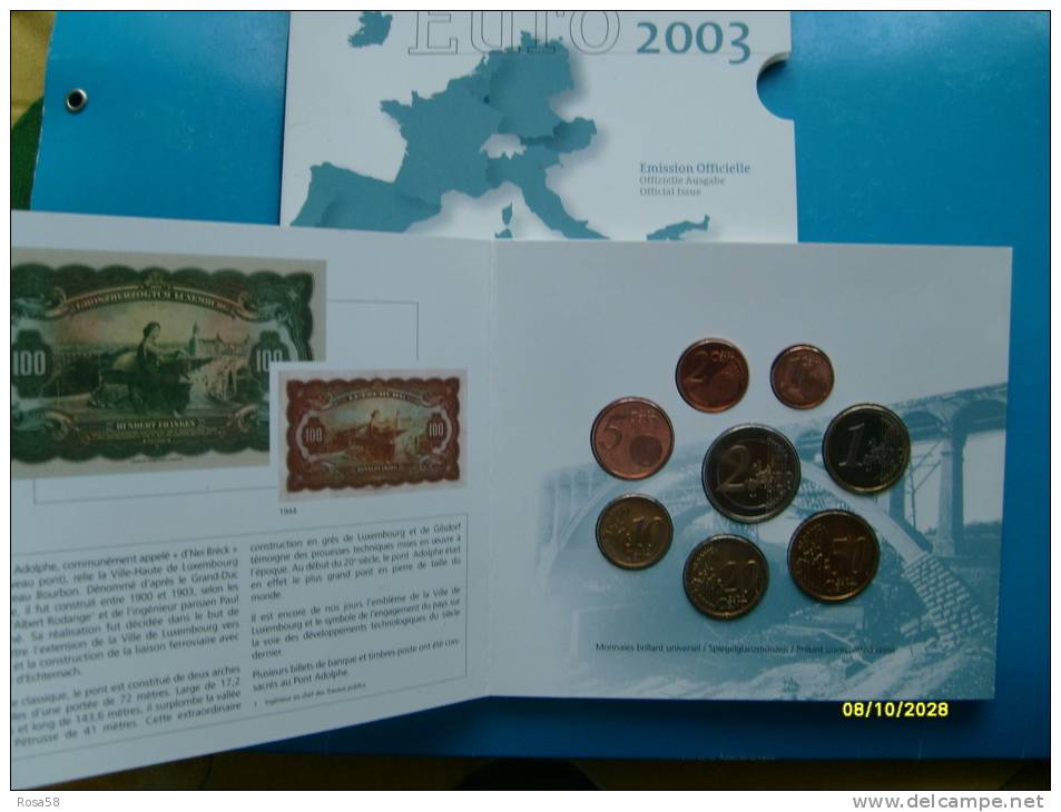 LUXEMBURG Luxembourg Emissione Officielle Official Issue 2003 In FOLDER Originale - Luxemburgo