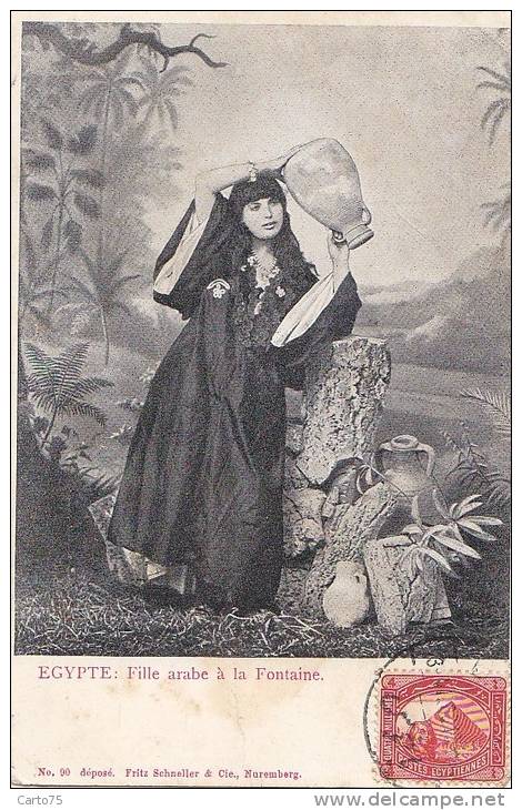 Egypte - Types - Femme Porteuse D'Eau  -  Postal Mark Alexandria  1908 - Editeur Schneller Nuremberg - Autres & Non Classés