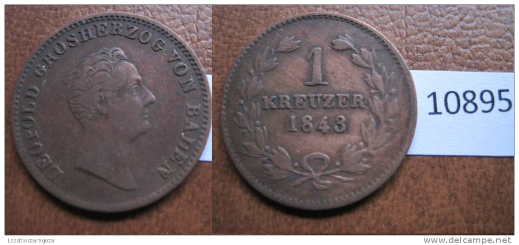 Alemania , Estado De Baden  1 Kreutzer 1843 - Otros – Europa