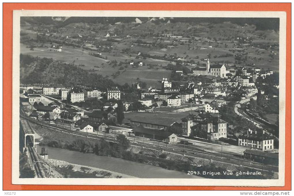 Q0996 Brigue Vue Générale, Ligne Chemin De Fer Et Gare  Cachet 1927  SG 2043 - Brigue-Glis 