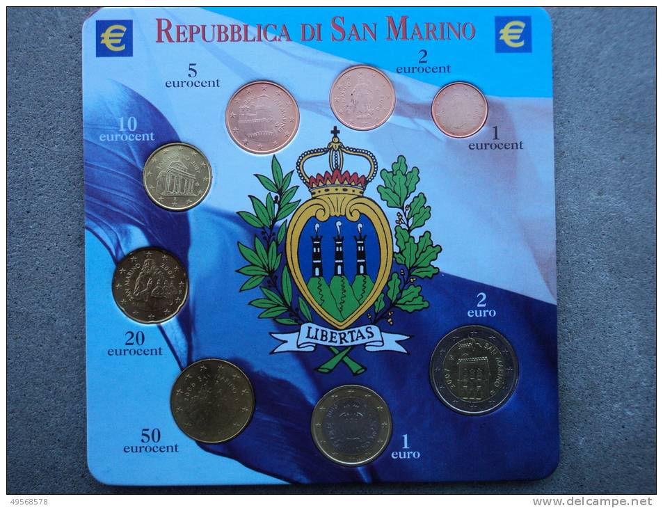 REPUBBLICA  SAN  MARINO  -  MONETAZIONE IN EURO ANNI  MISTI  ( 1,2,5,10,20 E 50 CENT+ 1 E 2 EURO) - - Saint-Marin