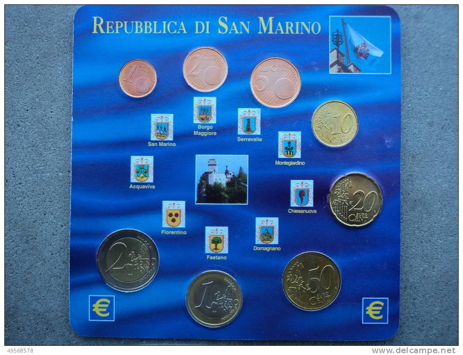 REPUBBLICA  SAN  MARINO  -  MONETAZIONE IN EURO ANNI  MISTI  ( 1,2,5,10,20 E 50 CENT+ 1 E 2 EURO) - - Saint-Marin