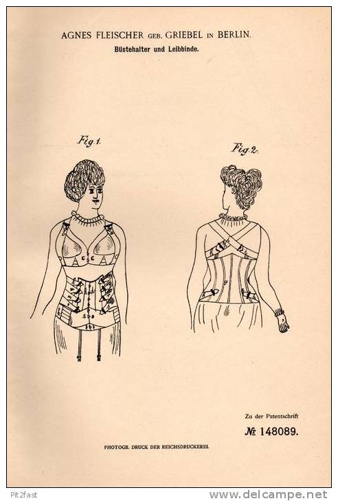 Original Patentschrift - Büstenhalter Und Leibbinde , BH , 1902 , Agnes Fleischer In Berlin , Brust , Busen , Büha !!! - Chemisettes & Culottes