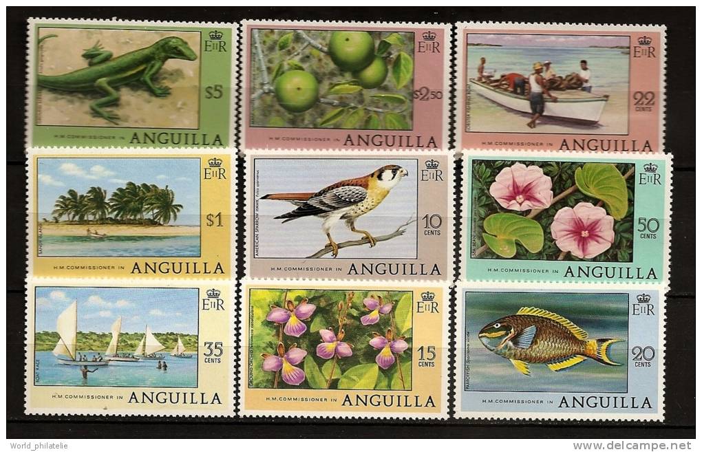 Anguilla 1978 N° 269 / 77 ** Courants, Animaux, Lézard, Langouste, Poisson, Orchidée, Moineau, Fruit, Pecheurs, Fleurs - Anguilla (1968-...)