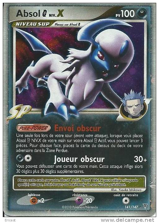 -- CARTE POKEMON ABSOL NIV X 141/147 HOLO ETAT COURANT (Déchirure Légère Côté Droit à Hauteur Du Cartouche) - Other & Unclassified