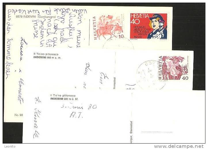 INDEMINI Gambarogno Ticino 3 Cartoline Postali - Gambarogno