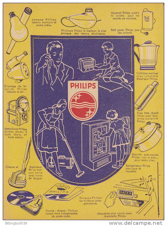 PROTÈGE-CAHIER PUB PHILIPS Avec Radio Tourne-disque Et Disques PHILIPS. Années 1950. Verso Avec Publicités Philips. - Omslagen Van Boeken