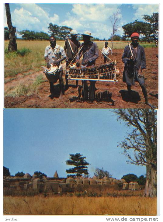 Lot 2 CPM Haute Volta, Burkina Faso, Pays Marka Entre Nouna Et Gassan, Pays Tierengo, Cases, Balafon, Tam-tam - Burkina Faso