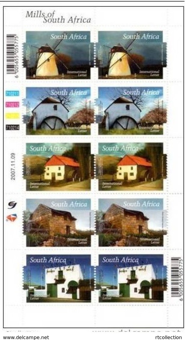 South Africa 2007 - One Sheetlet Mills Of SA Mill Building Architecture Geography Places Stamps MNH SG1639-1643 - Nuovi