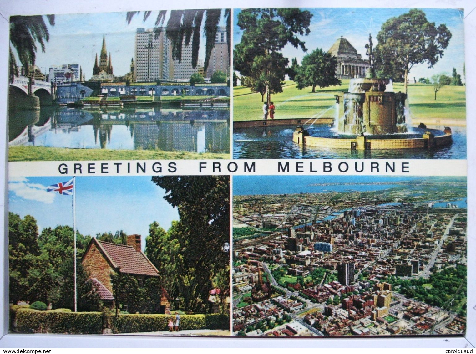 CP Multi Vues Greetings From Melbourne Souvenir Bonjour Voyagé 1974  Timbre Pioneer Food Flamme Motoring - Melbourne