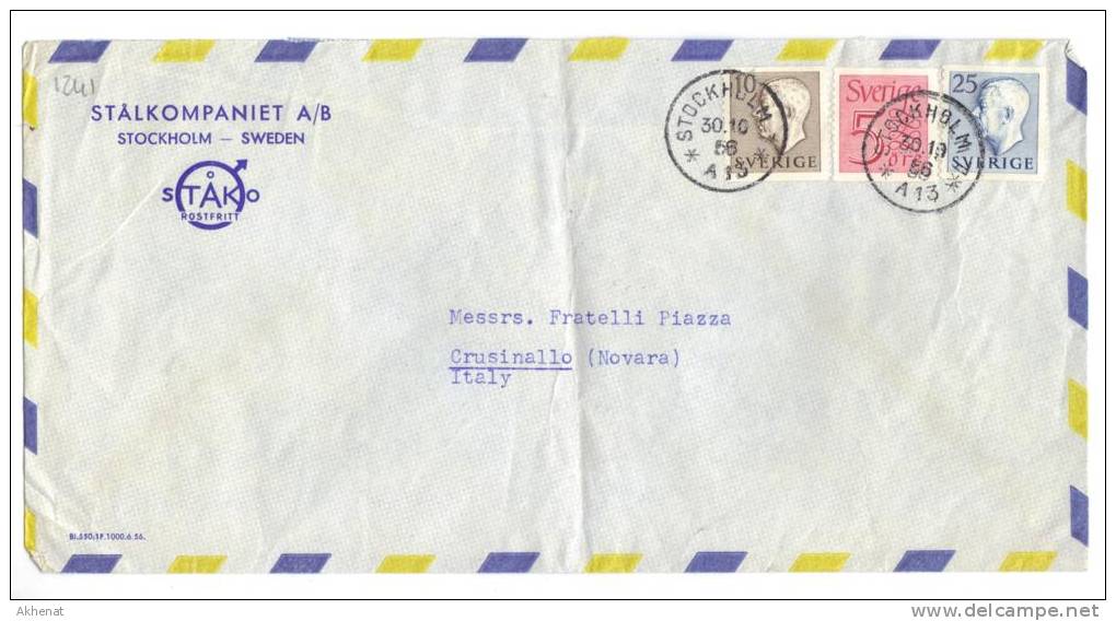 VER1241 - SVEZIA 30/10/1956 , Lettera Commerciale Per L'Italia  . Piega - Cartas & Documentos