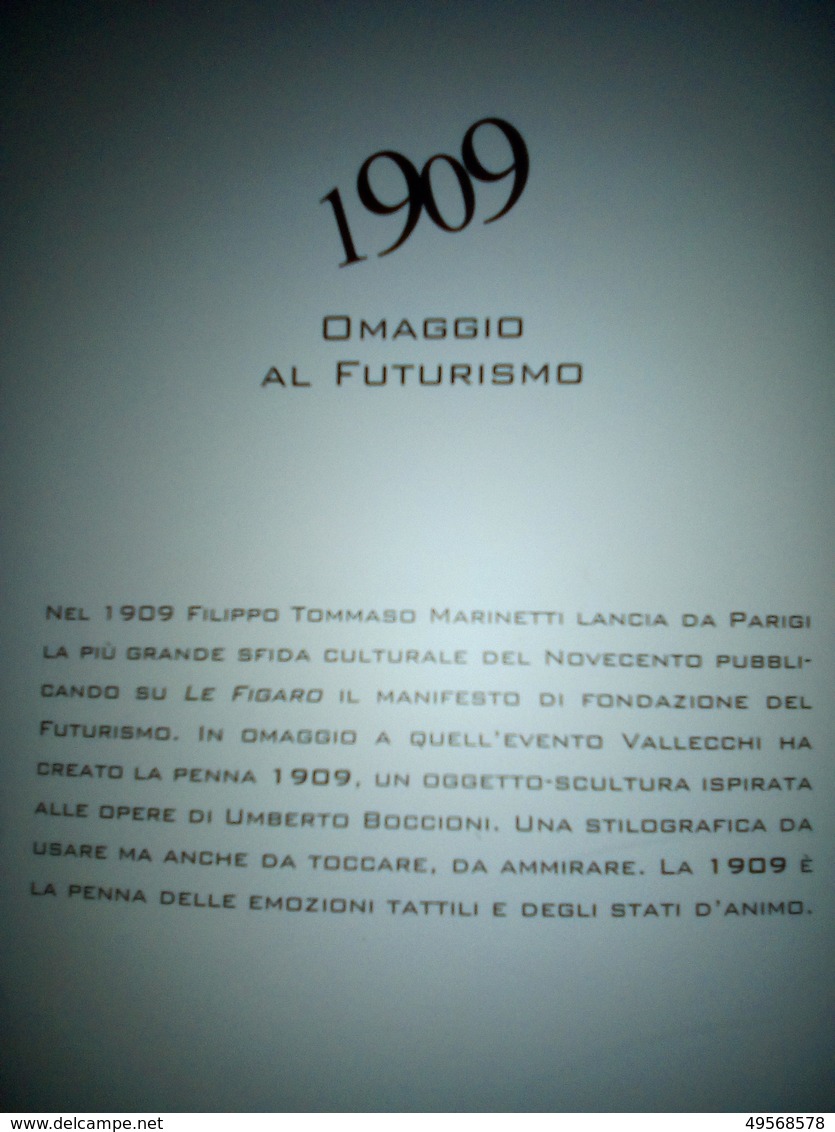 PENNA STILOGRAFICA “1909” VALLECCHI IN ARGENTO, CELEBRAZIONE PER I CENTO ANNI DEL FUTURISMO. - Penne