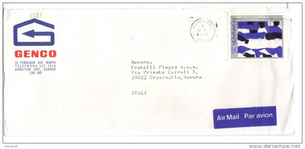 VER1281 - CANADA' - Lettera Commerciale Per L'Italia Del 28/5/1981 - Briefe U. Dokumente