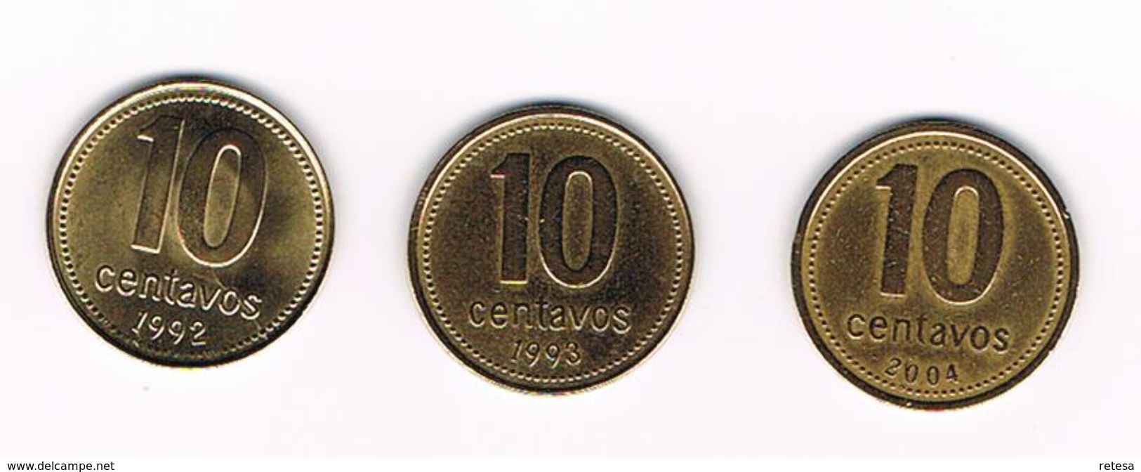 ARGENTINA  3 X 10  CENTAVOS  1992/1993/2004 - Argentine