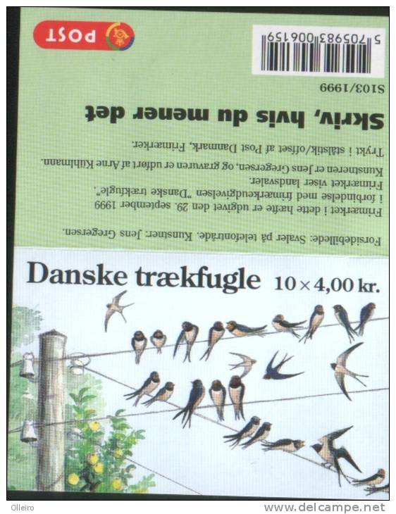 Danimarca Danmark Denmark Dänemark 1999 Uccelli - Birds Carnet S103 ** MNH - Unused Stamps