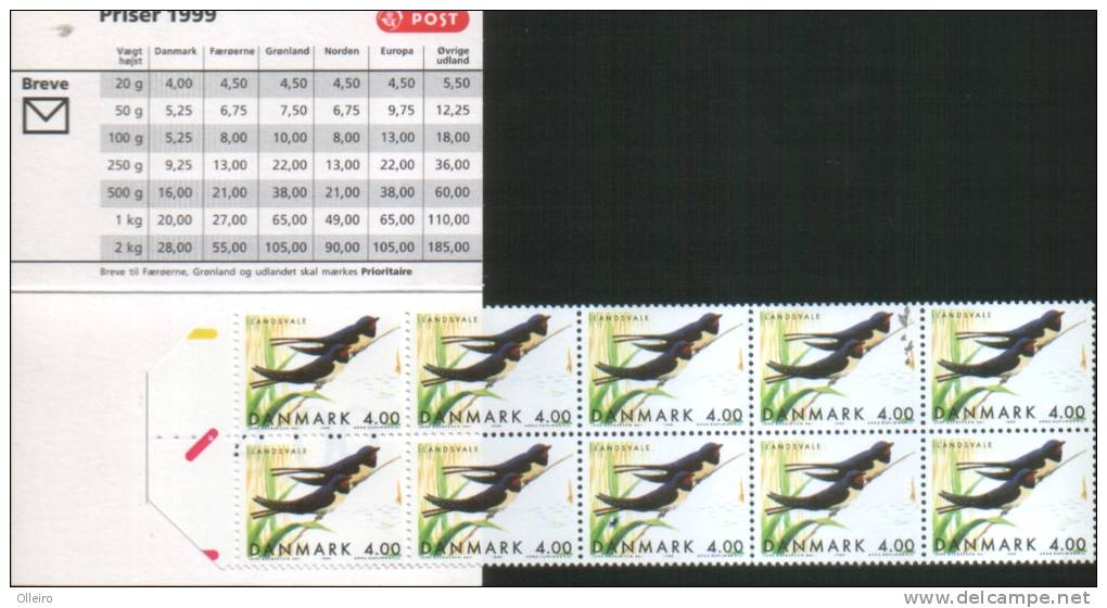 Danimarca Danmark Denmark Dänemark 1999 Uccelli - Birds Carnet S103 ** MNH - Neufs