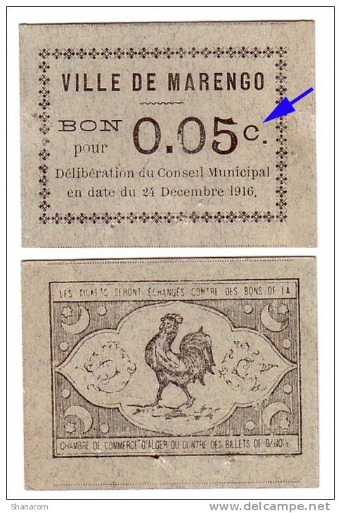 1916 // Algérie // Ville De MARENGO // 5 Cts - Algeria