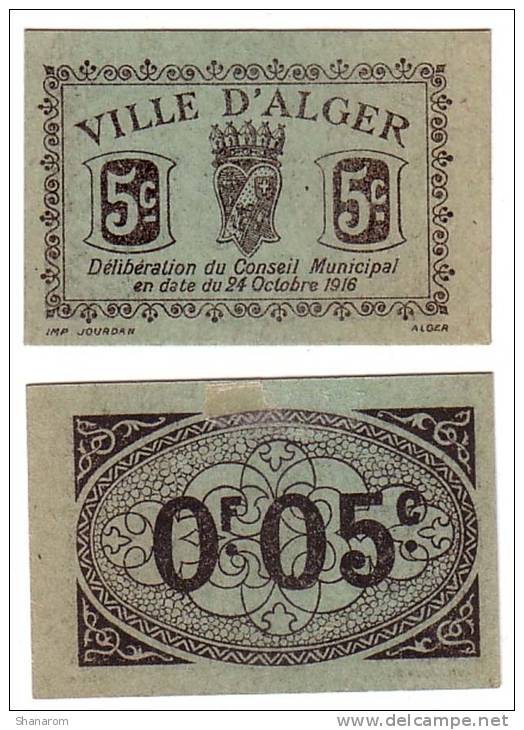 1916 // Algérie // Ville D' ALGER // 5 Cts - Algeria