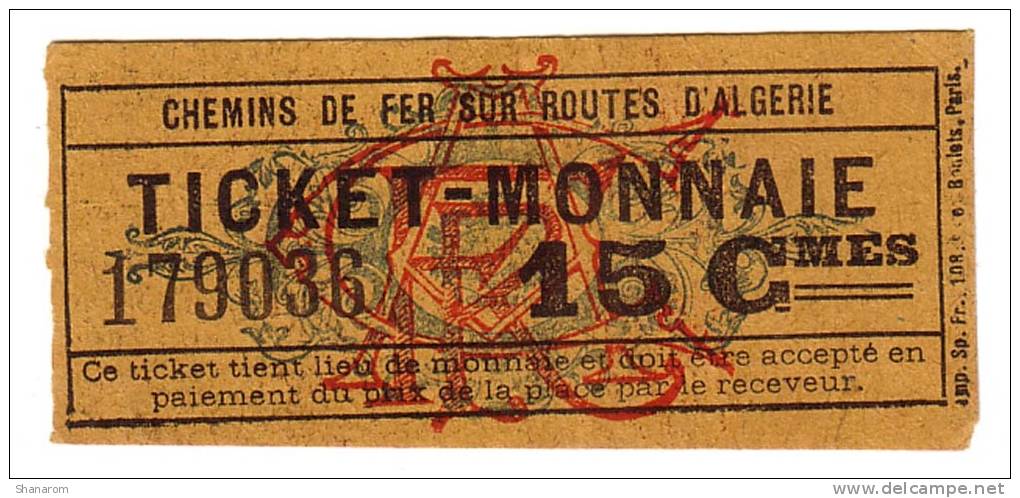 1917 // Algérie // Chemin De Fer // 15 Cts - Algerien