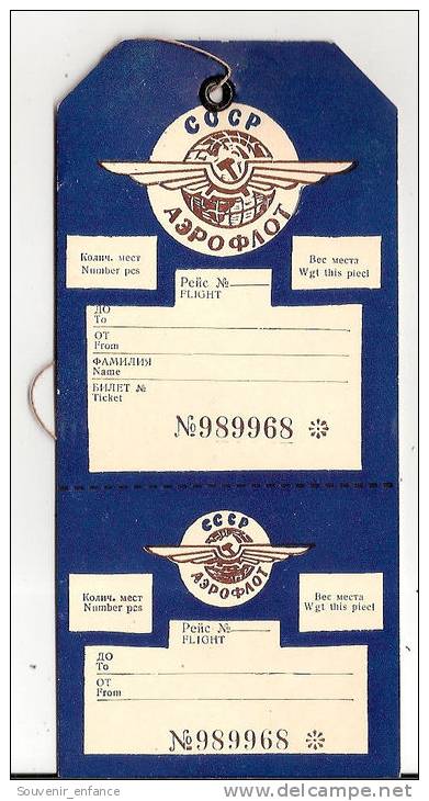 Ticket Embarquement Aviation CCCP Aeroflot  Union Soviétique Avion Aviateur - Europe