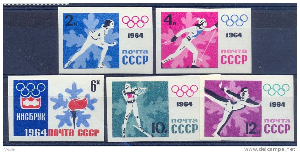 USSR 1964-2866-70B OLYMPIC GAMES INNSBRUCK, U S S R, 5v, MNH - Invierno 1964: Innsbruck
