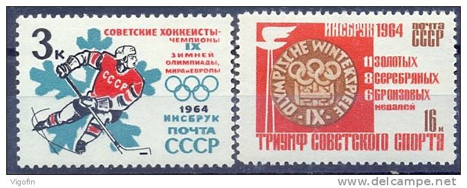 USSR 1964-2892-3 OLYMPIC GAMES INNSBRUCK, U S S R, 1 X 2v, MNH - Winter 1964: Innsbruck