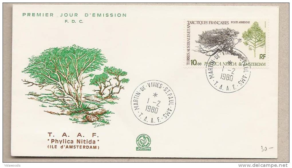 TAAF - Busta FDC - Flora - "Phylica Nitida" - 1980 - FDC