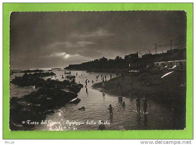 TORRE DEL GRECO SPIAGGIA DELLA SCALA CARTOLINA FORMATO GRANDE VIAGGIATA NEL 1955 - Torre Del Greco