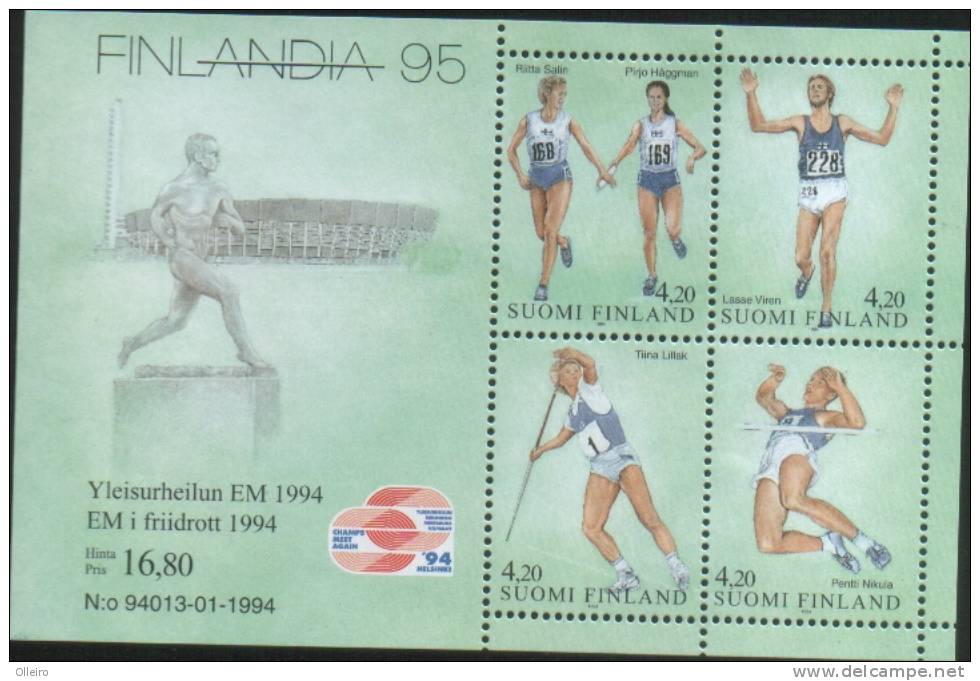 Finlandia - Finland 1994 Sport Miniature Sheet European Athletics Championship  "Finlandia 95" ** MNH - Unused Stamps